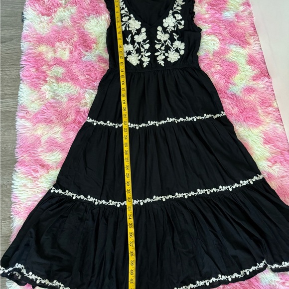 Lucky Brand Black and White Sleeveless Maxi Dress V-neck 100% cotton - Picture 5 of 6